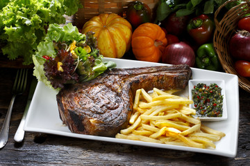 Prime rib with fries and salad