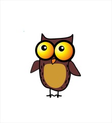 funny cartoon owl on white background