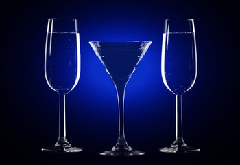 Stylish composition of three glasses