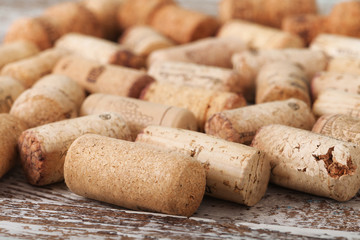 Wine corks as background, selective focus