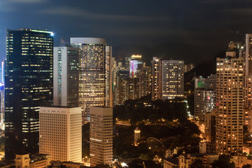 Obraz premium Hong Kong nocą