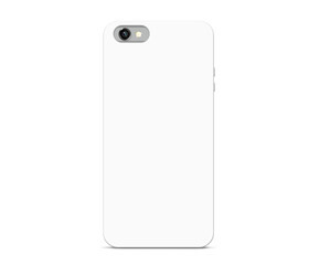 Blank white phone case mock up stand isolated. 