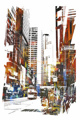 Naklejka premium abstract art of cityscape,illustration