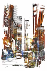 Türaufkleber abstract art of cityscape,illustration © grandfailure