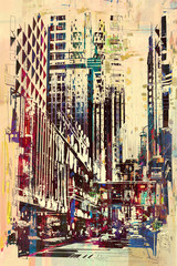 Plakaty  abstract grunge of cityscape,illustration painting