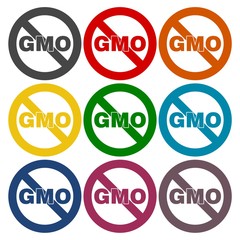 No GMO sign icons set