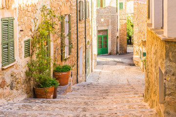 Idyllic view of an mediterranean old alleyway