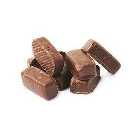 Chocolate coated candy bar isolated