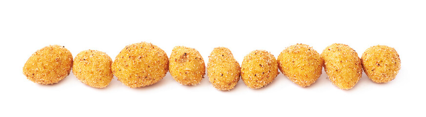 Line of crunchy coated nuts