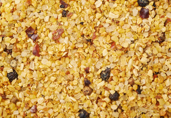 Surface covered with seasoning