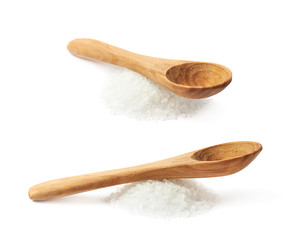 Wooden spoon over the salt