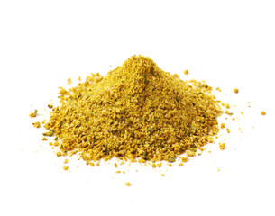 Pile of yellow curry seasoning isolated