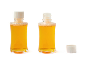 Small glass vial bottle isolated