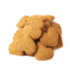 Pile of heart shaped gingerbread cookies
