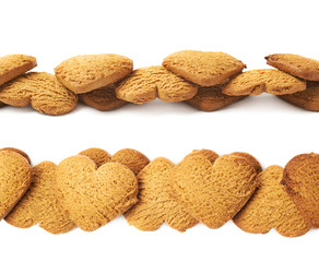 Line made of heart shaped cookies