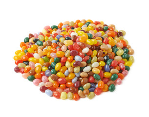 Big pile of jelly beans isolated