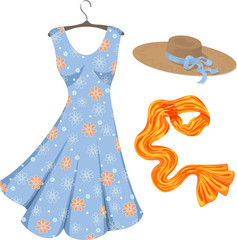 Romantic summer dress and accessories.