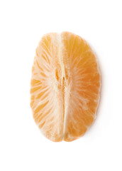 Single tangerine slice isolated