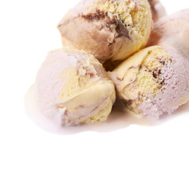 Pile of ice-cream scoops isolated