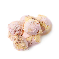 Pile of ice-cream scoops isolated