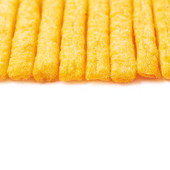 Cheese puff sticks isolated