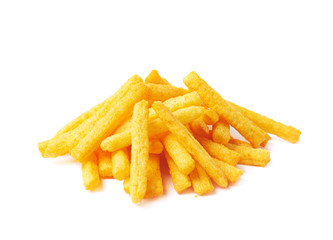 Cheese puff sticks isolated