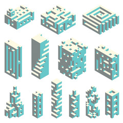 Fototapeta premium Isometric cubes architecture