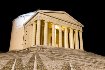 Temple of Canova night view. Roman columns