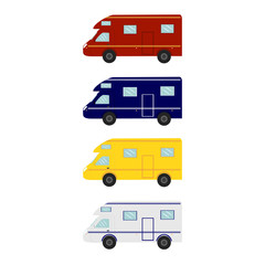 set of colored icons. trailer house for travel