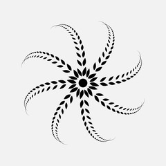 Laurel wreath tattoo. Black ornament, sign on white background.  Defence, peace, glory symbol. Vector isolated
