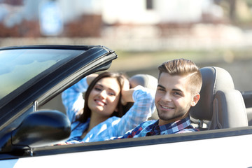 Couple in the car outside