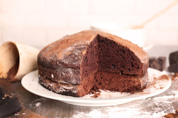 Home made chocolate pie on plate