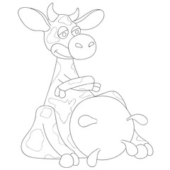 Illustration cartoon cow very pleased