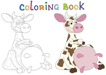 Illustration cartoon cow very pleased
