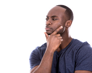 handsome black man thinking