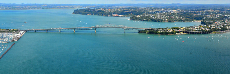 Aerial view of Auckland harbour bridge