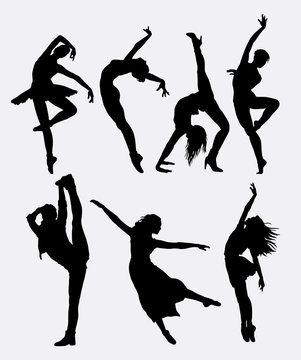 Cool dancing 1. Modern dance woman activity silhouette. Good use for symbol, logo, web icon, game elements, illustration, sign, or any design you want. Easy to use.