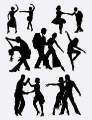 Tango salsa 2 male and female dancer silhouette. Good use for symbol, web icon, logo, mascot, sticker, or any design you want. Easy to use. - obrazy, fototapety, plakaty