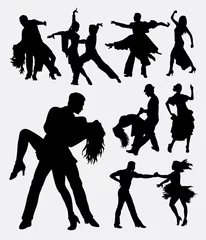 Fotobehang Tango salsa 3, couple male and female modern dance. Good use for symbol, web icon, logo, mascot, sign, or any design you want. Easy to use. © ComicVector