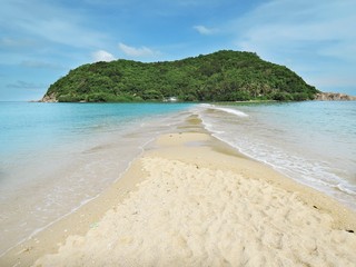 Summer seascape on tropical island Koh Phangan in Thailand. Mae