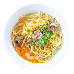 isolated Khao soi noodle on white background