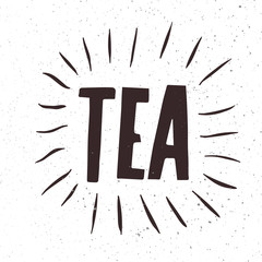 vector hand drawn lettering tea badge, labels, signs. Monochrome design with stylish elements.