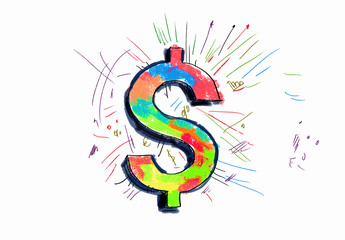 Dollar drawn concept