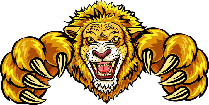 Illustration of angry lion mascot