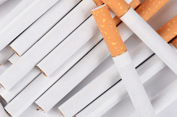Closeup of Tobacco Cigarettes Background or texture