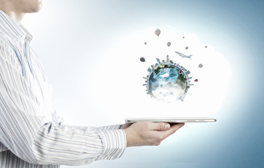 Earth planet on tablet pc