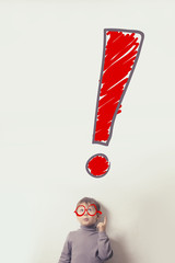 child with a huge exclamation point