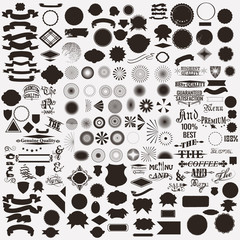 Collection or set of vector shapes sunbursts for labels and badg