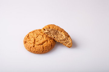 Cookies with texture on a white background in studio