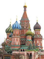 Fototapeta na wymiar Pokrovsky Cathedral (St. Basil's Cathedral) and statue in the city of Moscow, 